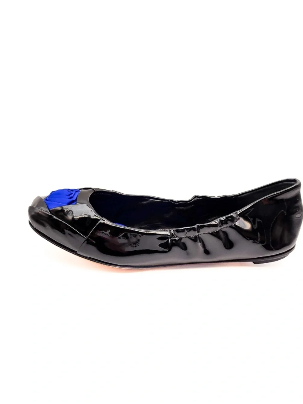 Dolce & Gabbana Patent Leather Black Ballet Silk Rose Flats EU 38